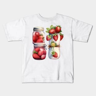 Strawberry Jam Jar Watercolor Kids T-Shirt